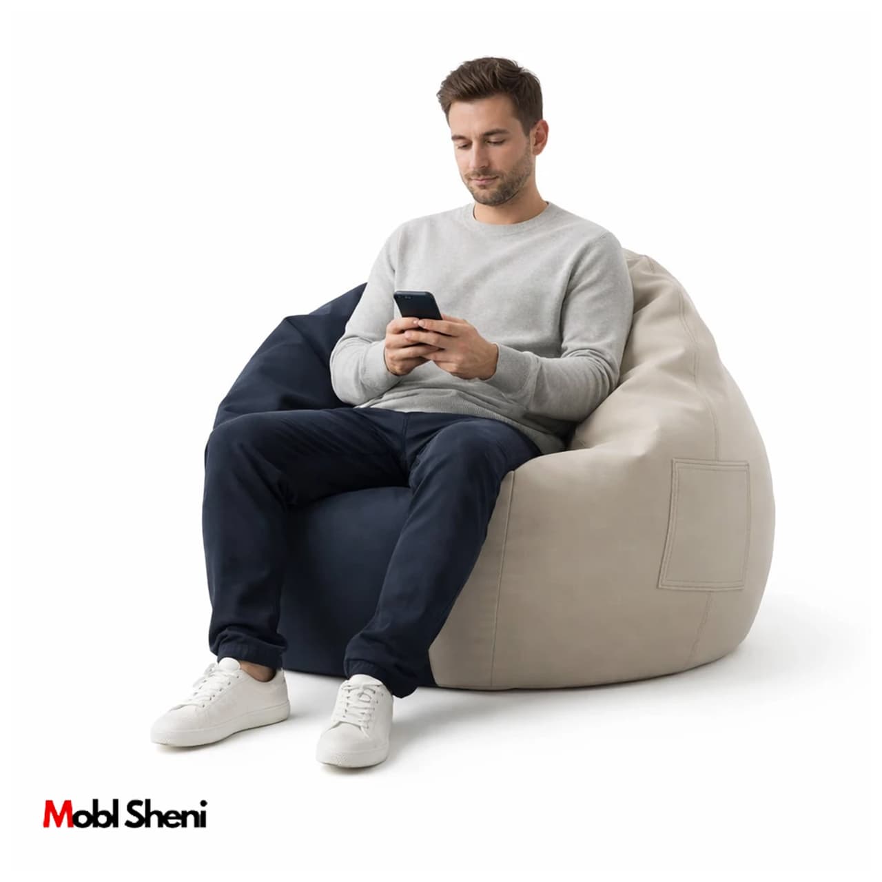 مبل شنی دو رنگ آبی سفید