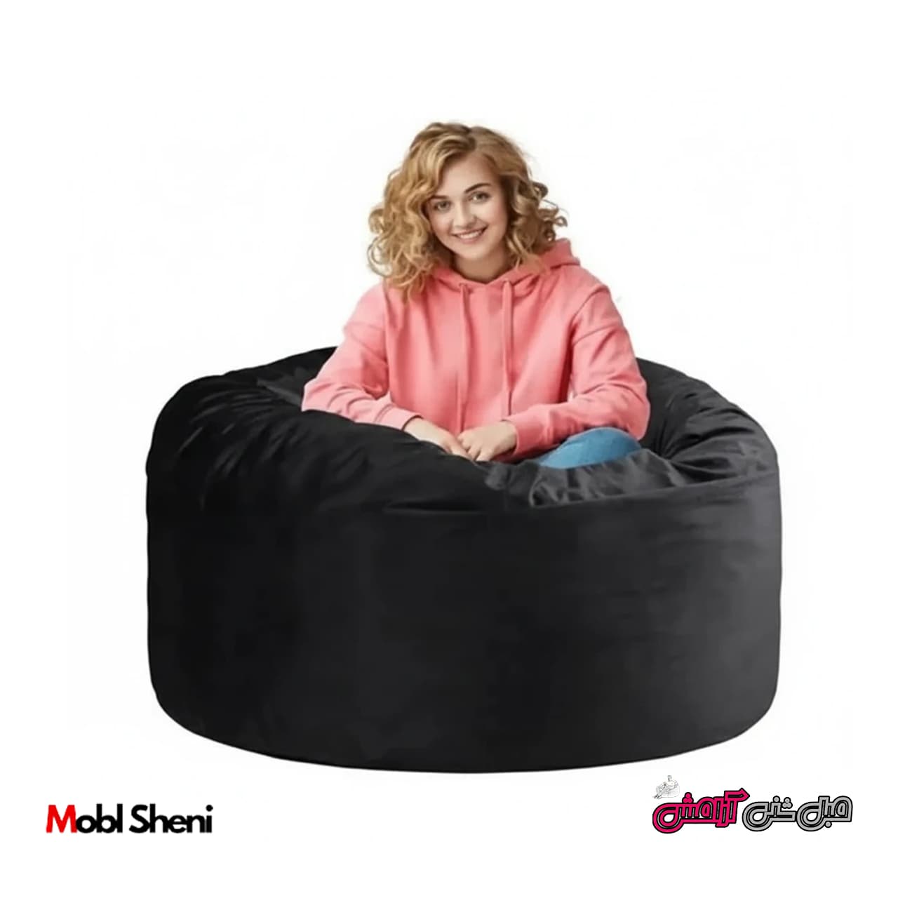 مبل شنی یونولیتی گرد تک‌نفره، باروکش مخمل مشکی