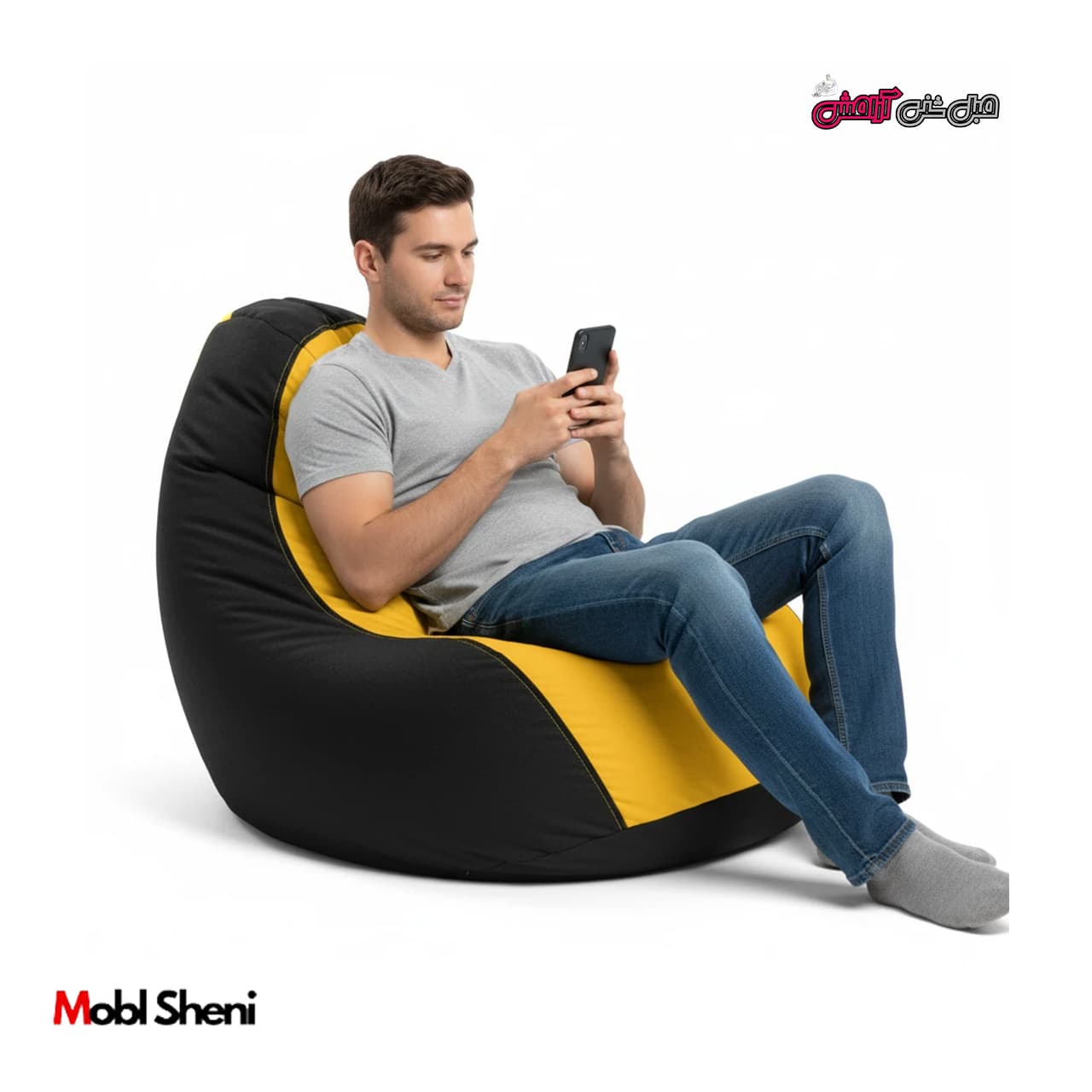 مبل شنی چرم دورنگ